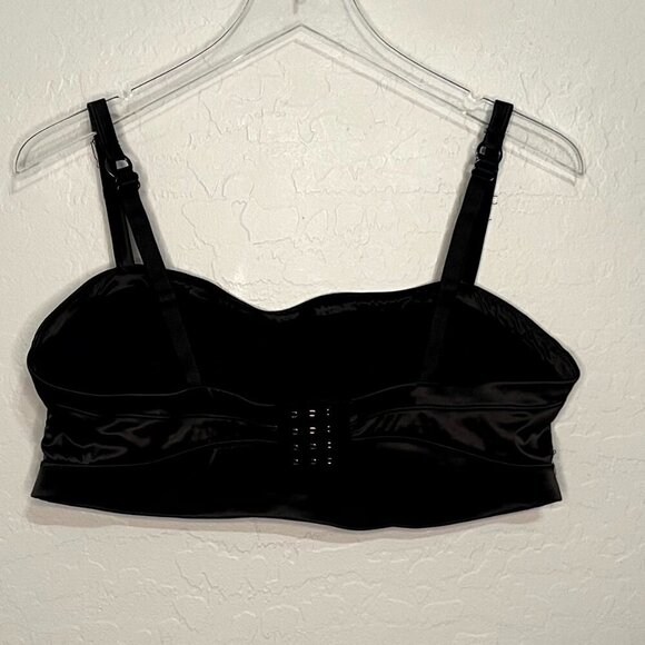 Aerie True Black Shine Polyester Stretch Bandeau Bra XXL - Picture 6 of 6
